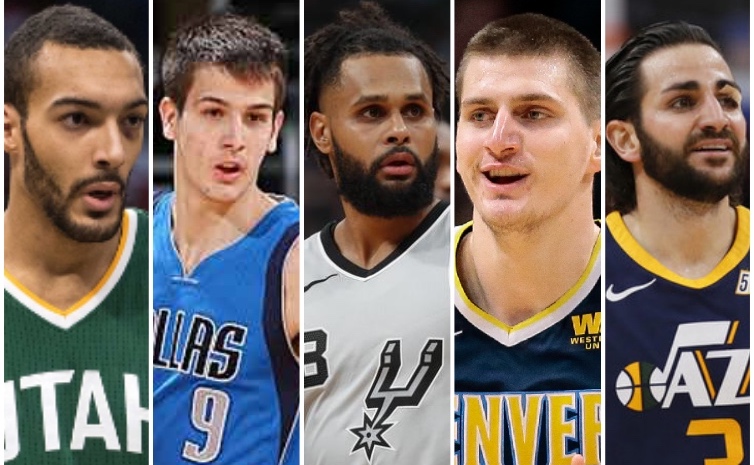 Gobert, Brussino, Mills, Jokic y Rubio